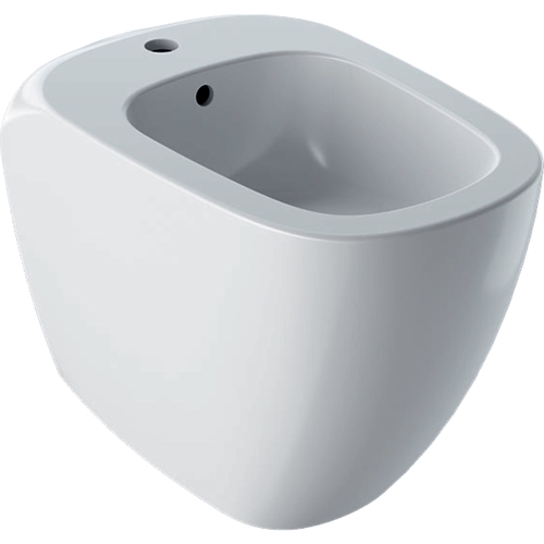 Immagine di Geberit CITTERIO bidet a pavimento per installazione a filo parete, con foro per rubinetteria e troppopieno, colore bianco finitura lucido 500.538.01.1