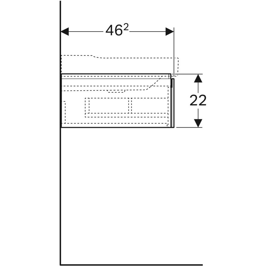Immagine di Geberit XENO² mobile sottolavabo sospeso L.90 cm, con un cassetto ad apertura a pressione, colore bianco finitura lucido 500.508.01.1