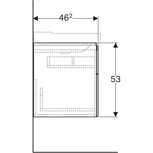 Immagine di Geberit XENO² mobile sottolavabo sospeso L.90 cm, con due cassetti e sistema di apertura a pressione, colore grigio finitura opaco 500.509.00.1