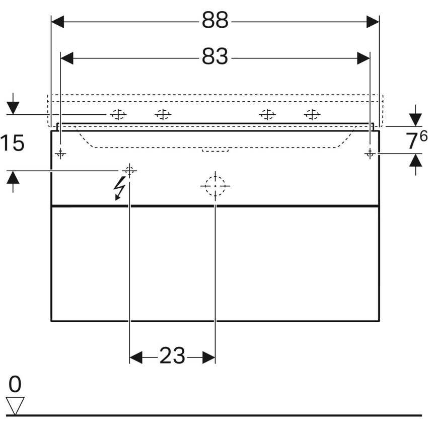 Immagine di Geberit XENO² mobile sottolavabo sospeso L.90 cm, con due cassetti e sistema di apertura a pressione, finitura rovere grigio texturizzato 500.509.43.1
