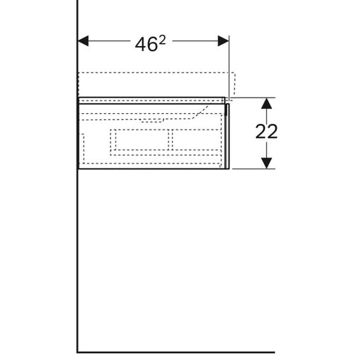 Immagine di Geberit XENO² mobile sottolavabo sospeso L.90 cm, con sifone a destra, con un cassettone e con sistema di apertura a pressione, colore grigio finitura opaco 500.514.00.1