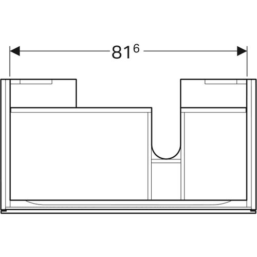 Immagine di Geberit XENO² mobile sottolavabo sospeso L.90 cm, con sifone a destra, con un cassettone e con sistema di apertura a pressione, finitura rovere grigio texturizzato 500.514.43.1