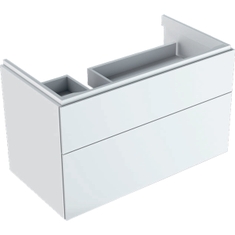 Immagine di Geberit XENO² mobile sottolavabo sospeso L.90 cm, con sifone a sinistra e due cassetti con sistema di apertura a pressione, colore bianco finitura lucido 500.515.01.1