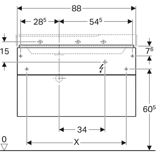 Immagine di Geberit XENO² mobile sottolavabo sospeso L.90 cm, con sifone a sinistra e due cassetti con sistema di apertura a pressione, colore grigio finitura opaco 500.515.00.1
