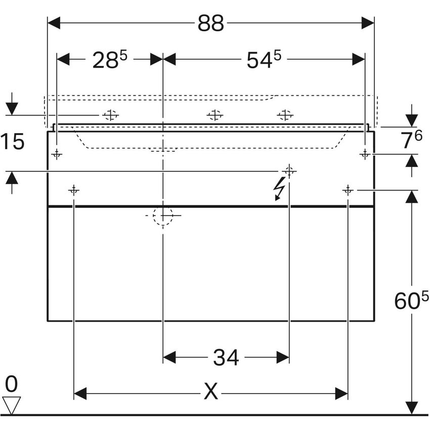 Immagine di Geberit XENO² mobile sottolavabo sospeso L.90 cm, con sifone a sinistra e due cassetti con sistema di apertura a pressione, colore grigio finitura opaco 500.515.00.1