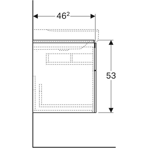 Immagine di Geberit XENO² mobile sottolavabo sospeso L.90 cm, con sifone a sinistra e due cassetti con sistema di apertura a pressione, colore grigio finitura opaco 500.515.00.1