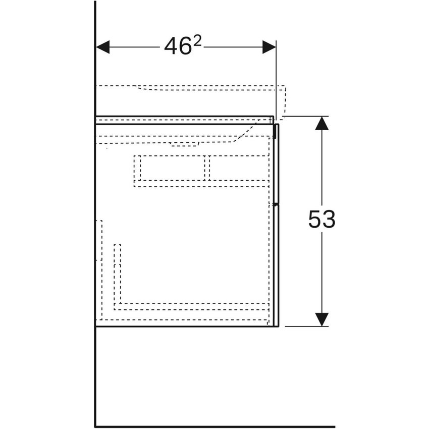Immagine di Geberit XENO² mobile sottolavabo sospeso L.90 cm, con sifone a sinistra e due cassetti con sistema di apertura a pressione, colore grigio finitura opaco 500.515.00.1