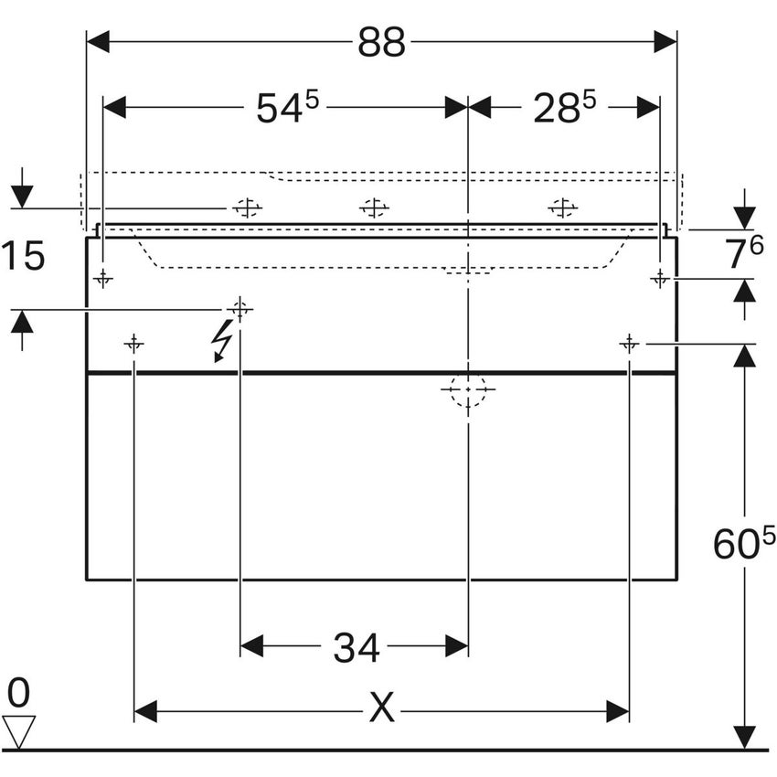 Immagine di Geberit XENO² mobile sottolavabo sospeso L.90 cm, con sifone a sinistra e due cassetti con sistema di apertura a pressione, colore bianco finitura lucido 500.516.01.1