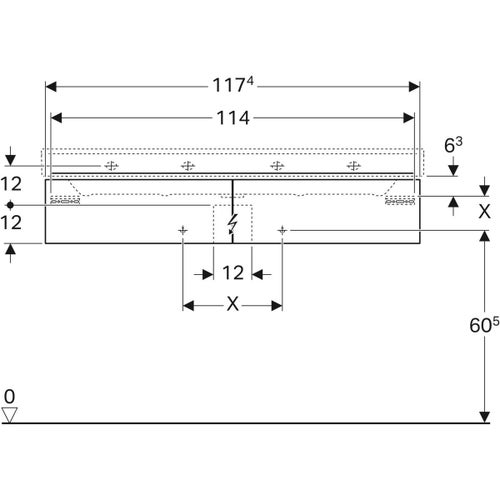 Immagine di Geberit XENO² mobile sospeso L.120 cm, con due cassetti e con sistema di apertura a pressione, colore bianco finitura lucido 500.517.01.1