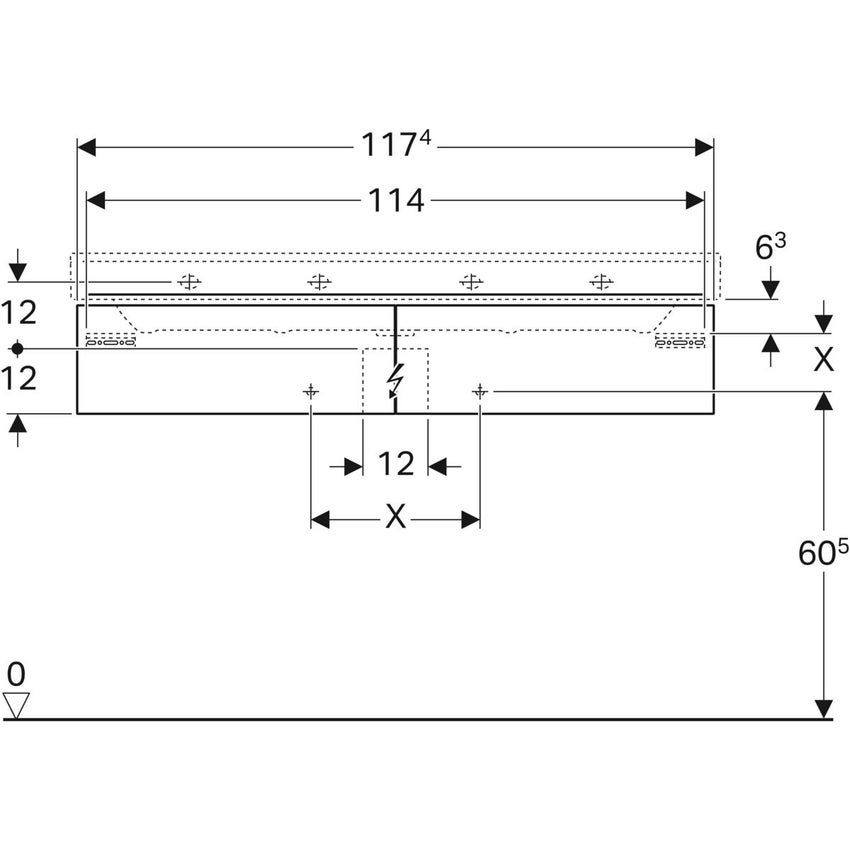 Immagine di Geberit XENO² mobile sospeso L.120 cm, con due cassetti e con sistema di apertura a pressione, colore bianco finitura lucido 500.517.01.1