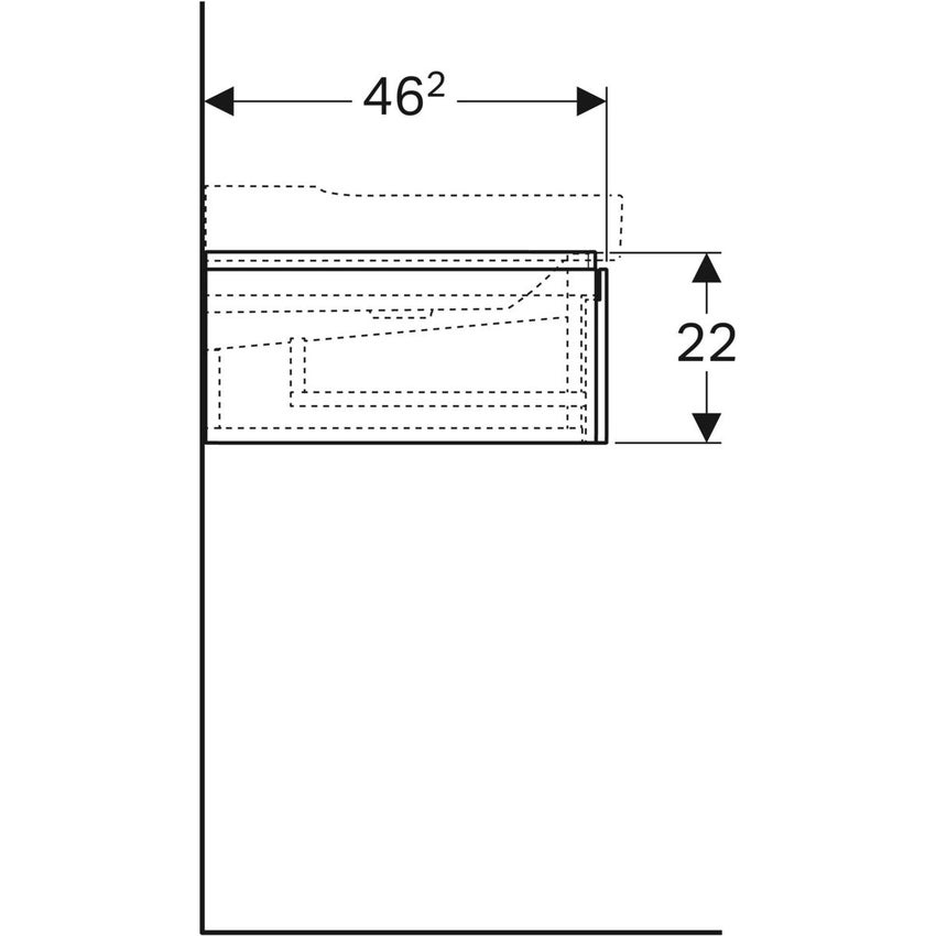 Immagine di Geberit XENO² mobile sospeso L.120 cm, con due cassetti e con sistema di apertura a pressione, colore grigio finitura opaco 500.517.00.1