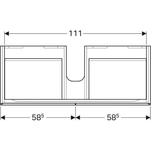 Immagine di Geberit XENO² mobile sospeso L.120 cm, con due cassetti e con sistema di apertura a pressione, colore grigio finitura opaco 500.517.00.1