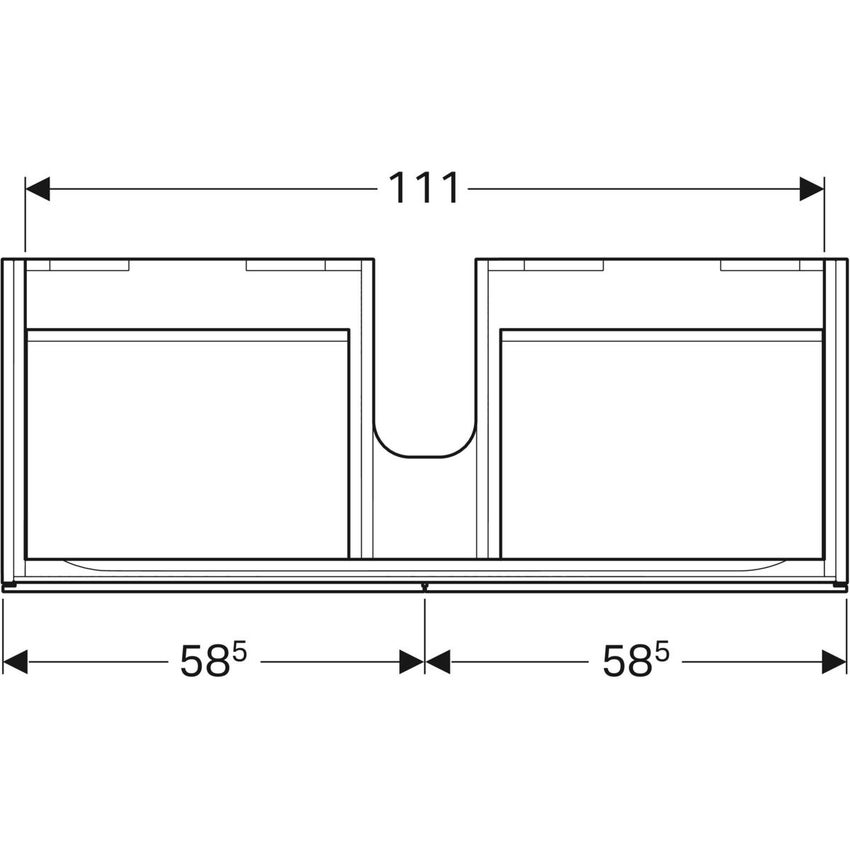 Immagine di Geberit XENO² mobile sospeso L.120 cm, con due cassetti e con sistema di apertura a pressione, colore grigio finitura opaco 500.517.00.1