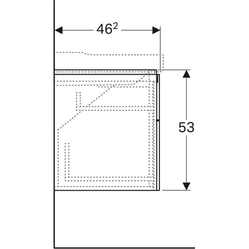 Immagine di Geberit XENO² mobile sospeso L.120 cm, con quattro cassetti e sistema di apertura a pressione, colore grigio finitura opaco 500.518.00.1