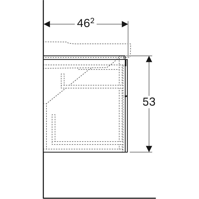 Immagine di Geberit XENO² mobile sospeso L.120 cm, con quattro cassetti e sistema di apertura a pressione, colore grigio finitura opaco 500.518.00.1