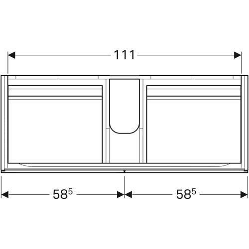 Immagine di Geberit XENO² mobile sospeso L.120 cm, con quattro cassetti e sistema di apertura a pressione, finitura rovere grigio texturizzato 500.518.43.1