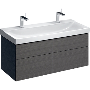 Immagine di Geberit XENO² mobile sospeso da 120 cm con quattro cassetti e sistema di apertura a pressione, finitura rovere grigio texturizzato 500.518.43.1