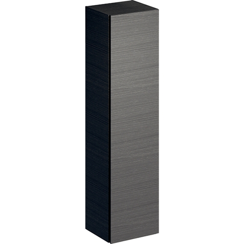 Immagine di Geberit XENO² set con mobile sottolavabo sospeso, colore bianco finitura lucido + mobili contenitori laterali e colonna sospesi, finitura rovere grigio texturizzato + lavabo monoforo, colore bianco + specchio con illuminazione 500.505.01.1-500.530.01.1