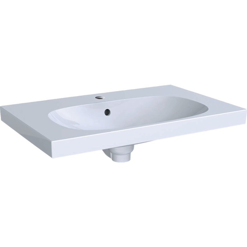Immagine di Geberit ACANTO lavabo L.75 cm, con foro rubinetteria, troppopieno e piano d'appoggio, colore bianco finitura lucido 500.622.01.2
