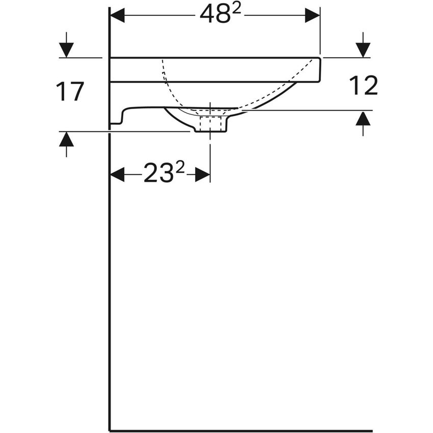 Immagine di Geberit ACANTO lavabo L.60 cm, con foro rubinetteria e troppopieno, colore bianco finitura lucido 500.620.01.2