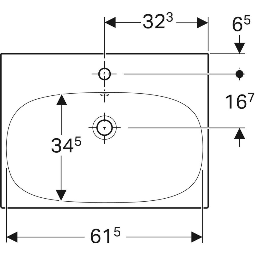 Immagine di Geberit ACANTO lavabo L.65 cm, con foro rubinetteria e troppopieno, colore bianco finitura lucido 500.621.01.2