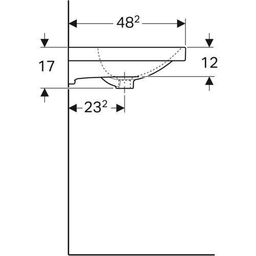 Immagine di Geberit ACANTO lavabo L.65 cm, con foro rubinetteria e troppopieno, colore bianco finitura lucido 500.621.01.2