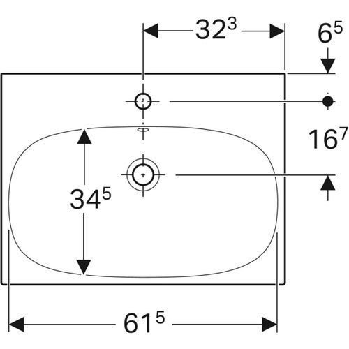 Immagine di Geberit ACANTO lavabo L.65 cm, con foro rubinetteria e troppopieno, colore bianco finitura KeraTect 500.621.01.8