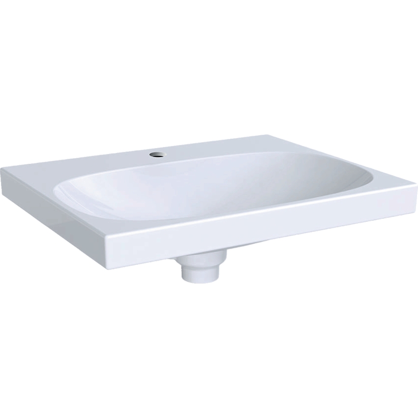 Immagine di Geberit ACANTO lavabo L.60 cm con foro rubinetteria, troppopieno nascosto e tappo per piletta, colore bianco finitura KeraTect 500.629.01.8
