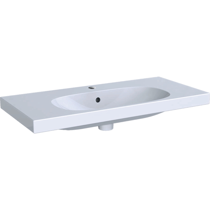 Immagine di Geberit ACANTO lavabo compatto L.90 cm, con foro rubinetteria, troppopieno e piano d'appoggio, colore bianco finitura lucido 500.633.01.2