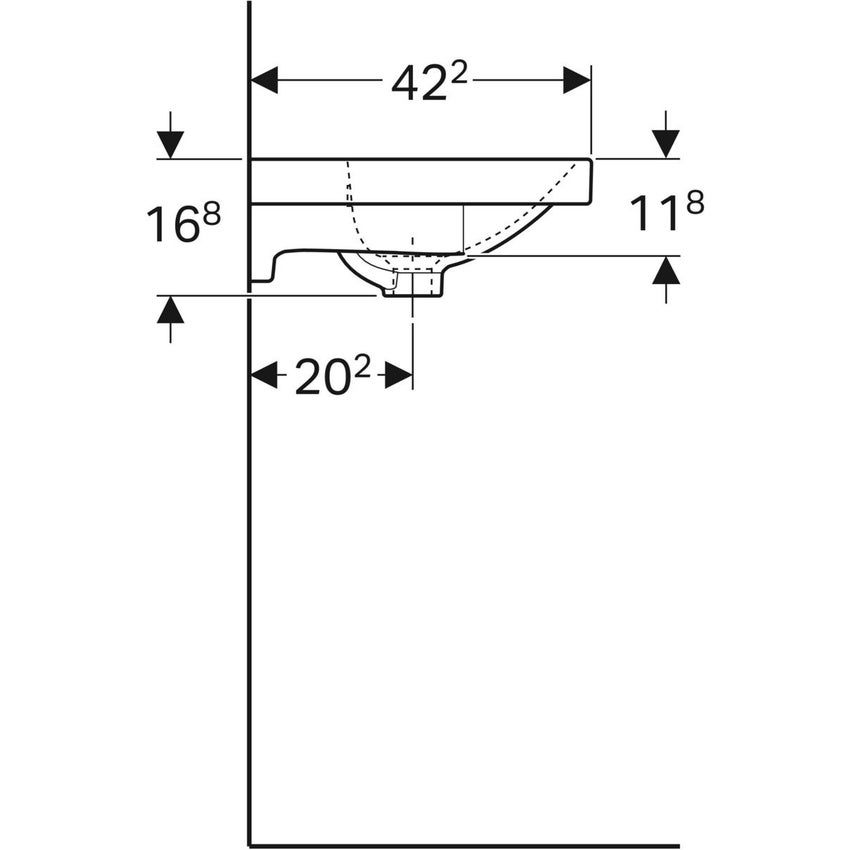 Immagine di Geberit ACANTO lavabo compatto L.75 cm, con foro rubinetteria, troppopieno e piano d'appoggio, colore bianco finitura lucido 500.632.01.2