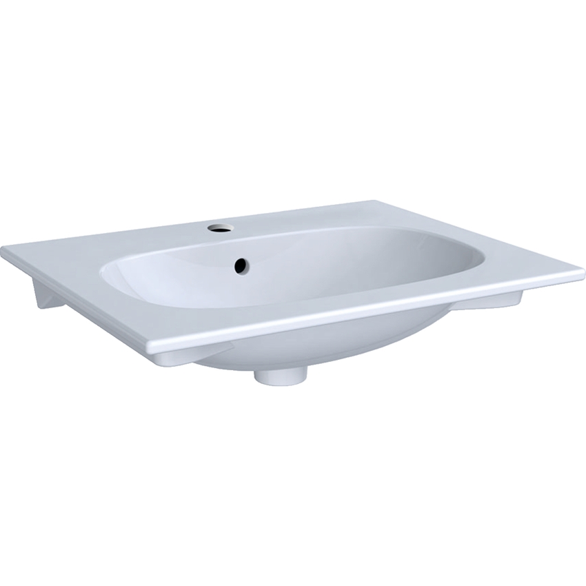 Immagine di Geberit ACANTO lavabo slim L.90 cm, per installazione su mobile, con foro rubinetteria e troppopieno, colore bianco finitura KeraTect 500.642.01.8