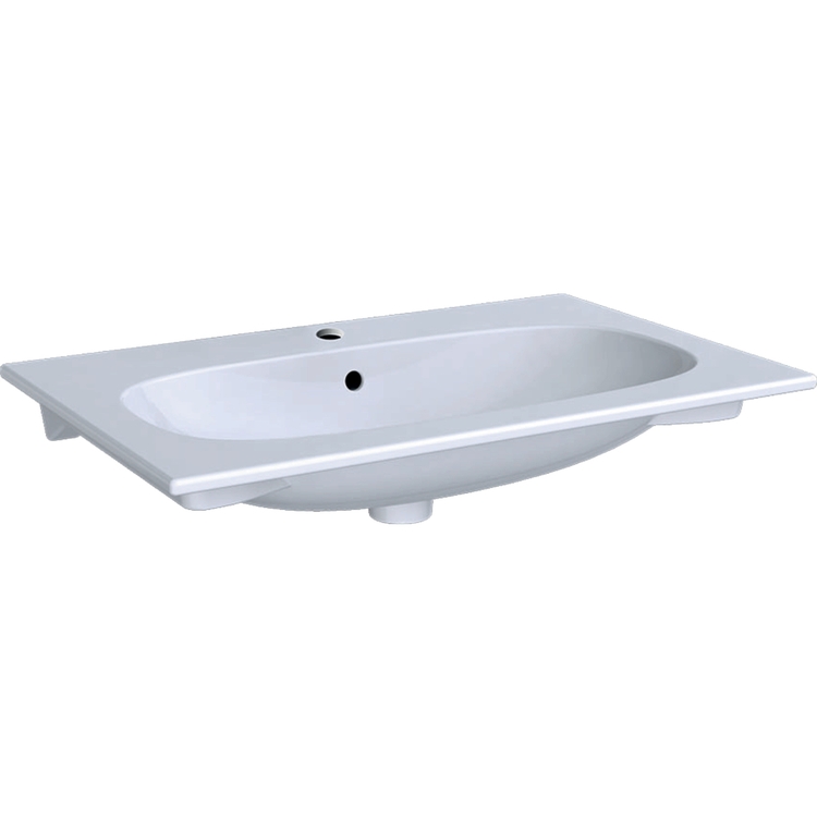Geberit ACANTO lavabo slim 75 cm, per installazione su mobile con foro rubinetteria, colore bianco finitura lucido 500.641.01.2