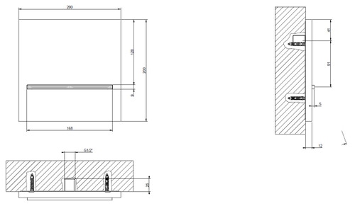 Immagine di Gessi SHOWER Bocca doccia a parete a cascata, comando remoto non incluso, finitura steel brushed 20295#239