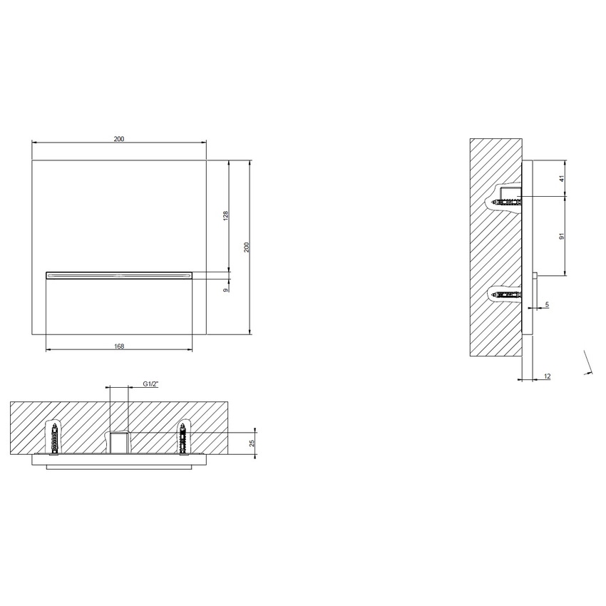 Immagine di Gessi SHOWER Bocca doccia a parete a cascata, comando remoto non incluso, finitura mirror steel 20295#238