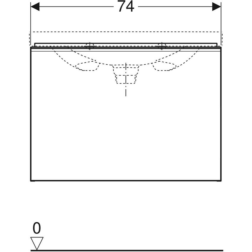 Immagine di Geberit ACANTO mobile sottolavabo sospeso L.75 cm, per lavabo standard e slim, con un cassetto esterno e interno, corpo colore lava finitura opaco, cassetti colore lava finitura vetro lucido 500.611.JK.2