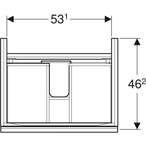 Immagine di Geberit ACANTO mobile sottolavabo sospeso L.60 cm, per lavabo standard e slim, con un cassetto esterno e interno, corpo colore nero finitura opaco, cassetti colore nero finitura vetro lucido 500.609.16.1
