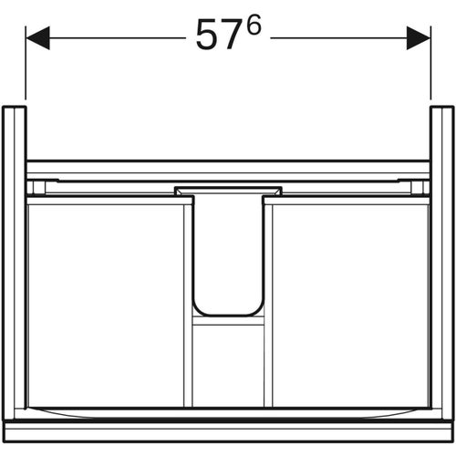 Immagine di Geberit ACANTO mobile sottolavabo sospeso L.65 cm, per lavabo standard e slim, con un cassetto esterno e interno, corpo colore nero finitura opaco, cassetti colore nero finitura vetro lucido 500.610.16.1