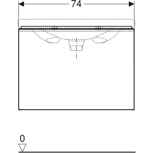 Immagine di Geberit ACANTO mobile sottolavabo sospeso L.75 cm, per lavabo standard e slim, con un cassetto esterno e interno, corpo colore bianco finitura lucido, cassetti colore bianco finitura vetro lucido 500.611.01.2