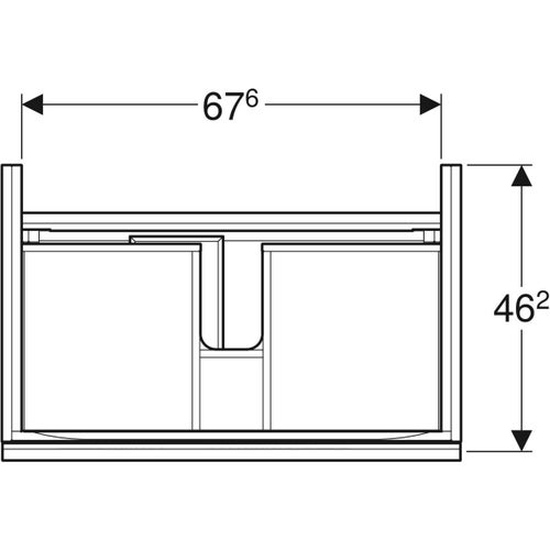 Immagine di Geberit ACANTO mobile sottolavabo sospeso L.75 cm, per lavabo standard e slim, con un cassetto esterno e interno, corpo colore nero finitura opaco, cassetti colore nero finitura vetro lucido 500.611.16.1
