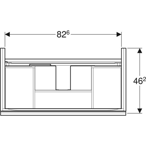 Immagine di Geberit ACANTO mobile sottolavabo sospeso L.90 cm, per lavabo standard e slim, con un cassetto esterno e interno, corpo colore bianco finitura lucido, cassetti colore bianco finitura vetro lucido 500.612.01.2