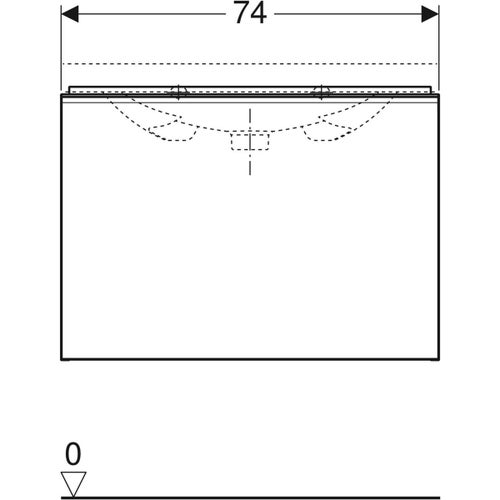Immagine di Geberit ACANTO mobile sottolavabo sospeso L.75 cm, con un cassetto esterno ed interno, corpo colore bianco finitura lucido, cassetti colore bianco finitura vetro lucido 503.009.01.2