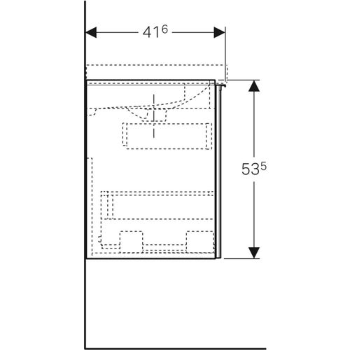 Immagine di Geberit ACANTO mobile sottolavabo sospeso L.75 cm, con un cassetto esterno ed interno, corpo colore nero finitura opaco, cassetti colore nero finitura vetro lucido 500.615.16.1