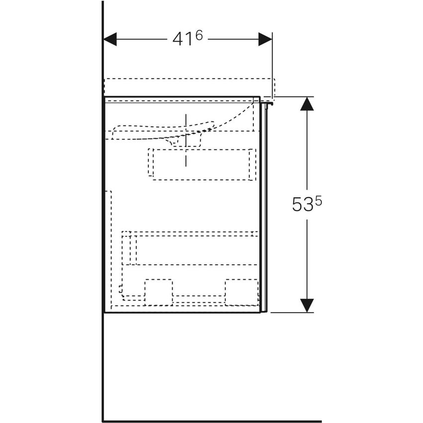 Immagine di Geberit ACANTO mobile sottolavabo sospeso L.90 cm, con un cassetto esterno ed interno, corpo colore bianco finitura lucido, cassetti colore bianco finitura vetro lucido 500.616.01.2