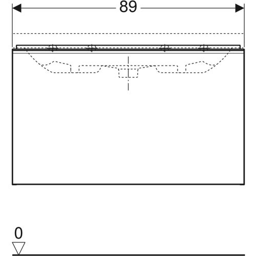 Immagine di Geberit ACANTO mobile sottolavabo sospeso L.90 cm, con un cassetto esterno ed interno, corpo colore bianco finitura lucido, cassetti colore bianco finitura vetro lucido 500.616.01.2