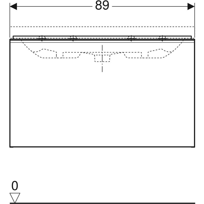 Immagine di Geberit ACANTO mobile sottolavabo sospeso L.90 cm, con un cassetto esterno ed interno, corpo colore bianco finitura lucido, cassetti colore bianco finitura vetro lucido 500.616.01.2