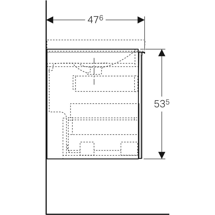 Immagine di Geberit ACANTO mobile sottolavabo sospeso L.120 cm, per lavabo standard e slim, corpo colore grigio sabbia finitura opaco, cassetti colore grigio sabbia finitura vetro lucido 500.613.JL.2