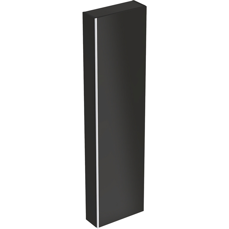Immagine di Geberit ACANTO mobile contenitore verticale piatto, H 173 cm, corpo colore nero/opaco, ante colore nero/vetro lucido 500.637.16.1