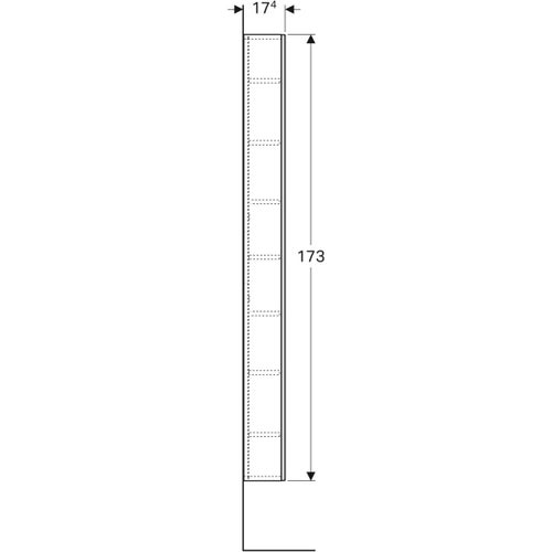 Immagine di Geberit ACANTO mobile contenitore sospeso H.173 cm, con un'anta, corpo colore nero finitura opaco, ante colore nero finitura vetro lucido 500.637.16.1