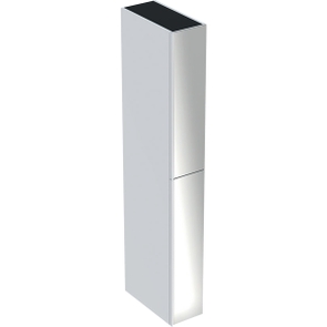 Immagine di Geberit ACANTO mobile contenitore, H 173 cm e due carrelli, corpo colore bianco/lucido, ante colore bianco/vetro lucido 500.638.01.2