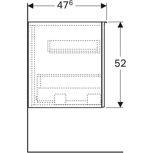 Immagine di Geberit ACANTO mobile contenitore sospeso L.45 cm, con cassetto interno, corpo colore bianco finitura opaco, cassetti colore bianco finitura vetro lucido 503.010.01.2